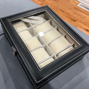 Black Watch Display Case with Glass Top